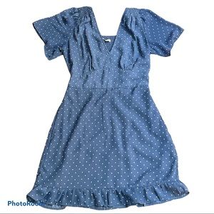 Abercrombie & fitch short sleeve V-neck light blue polka dot dress size xs